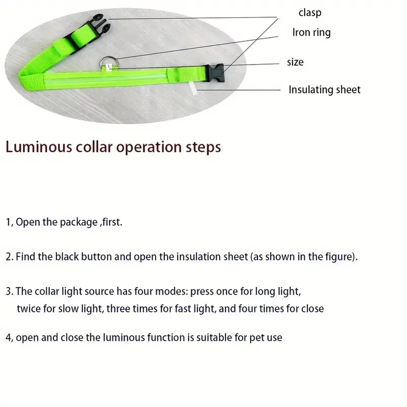 LED Safety Dog Collar – Rechargeable, Waterproof & Night Visibility