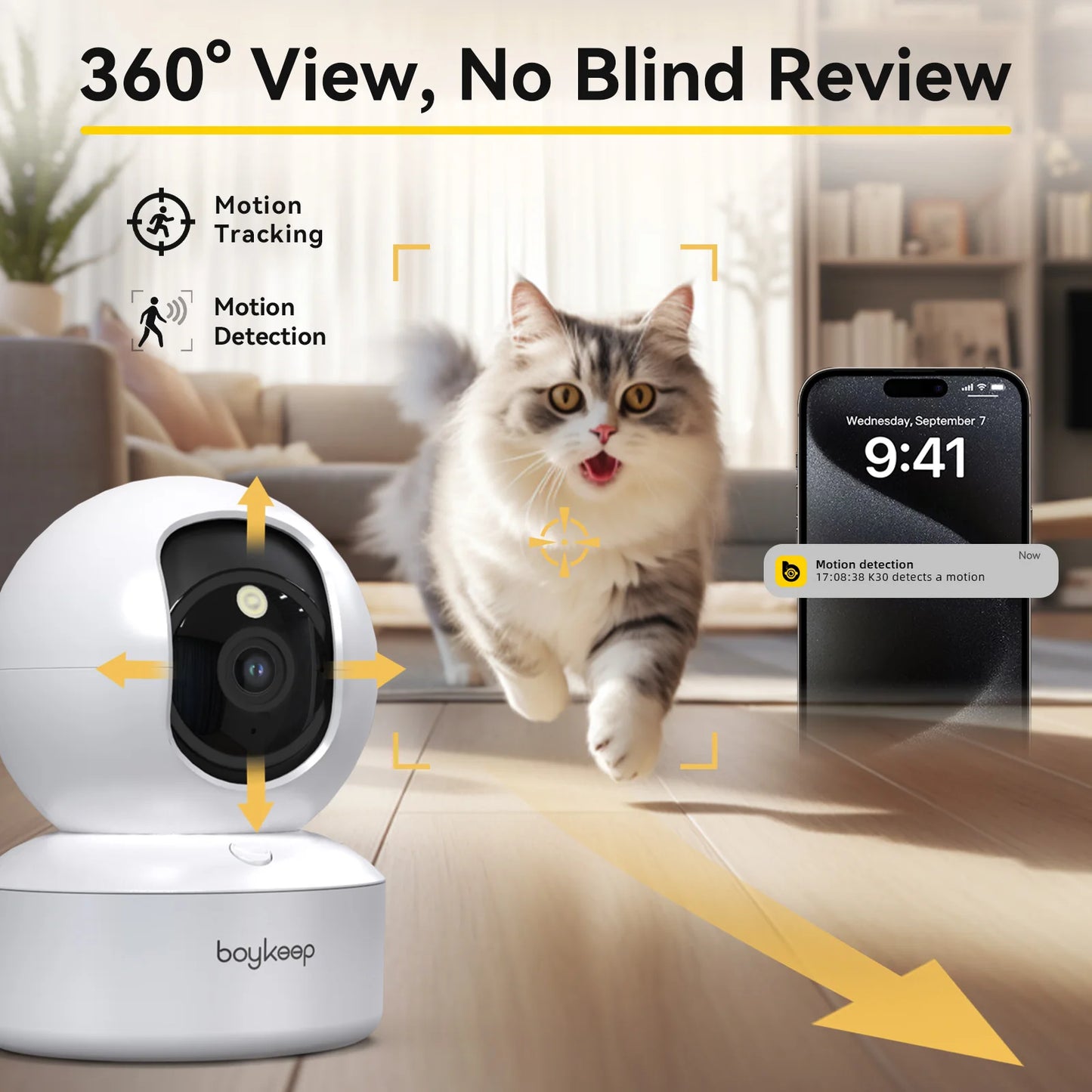 Smart Pet Camera – 2K WiFi with Night Vision & Two-Way Audio