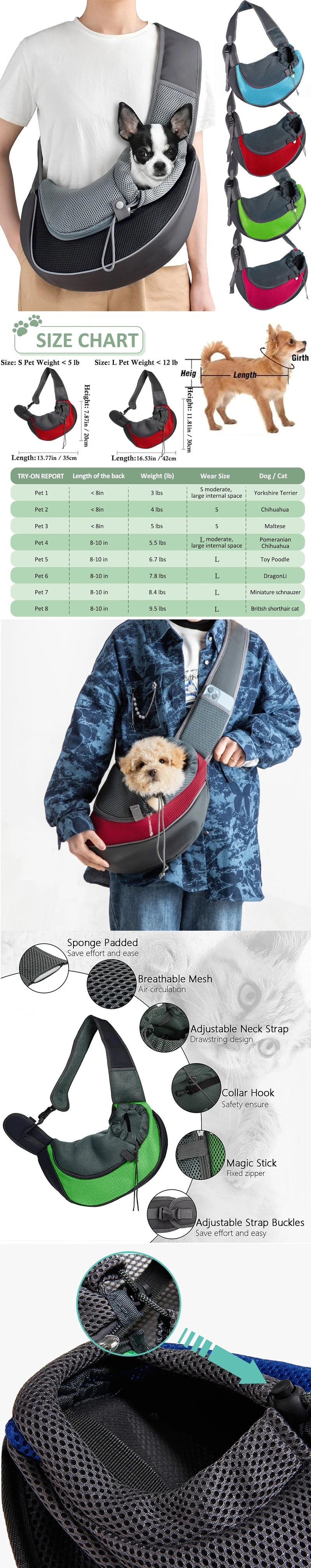 Pet Sling Carrier Bag – Comfortable Shoulder Tote for Small Dogs & Cats
