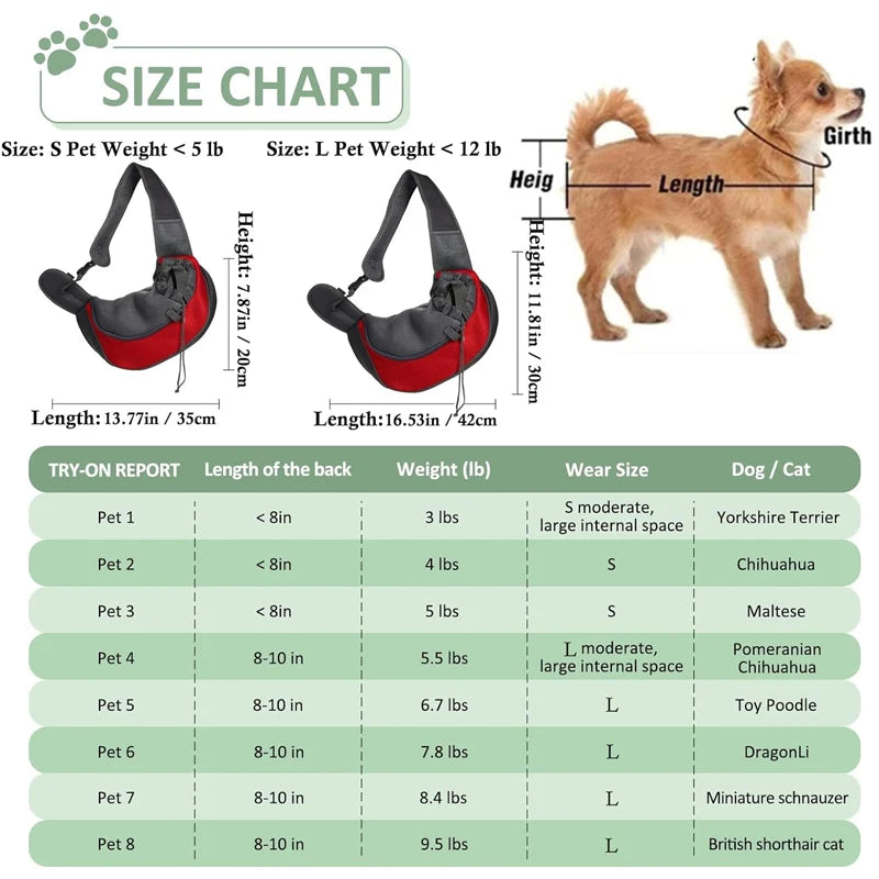 Pet Sling Carrier Bag – Comfortable Shoulder Tote for Small Dogs & Cats